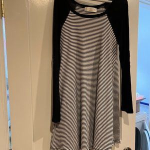 Love Kuza Striped Black and White Dress - Medium